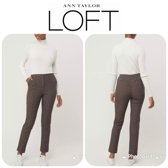LOFT Plaid Slim Pants Sz 14 $89.50 NWT! - Picture 1 of 9